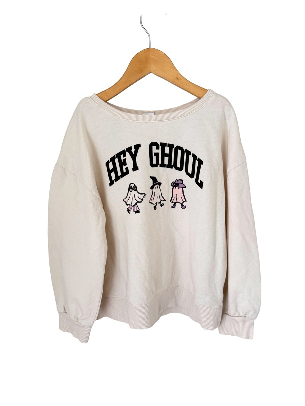 Carter's Cream 'Hey Ghoul' Crewneck Sweatshirt Halloween 8y